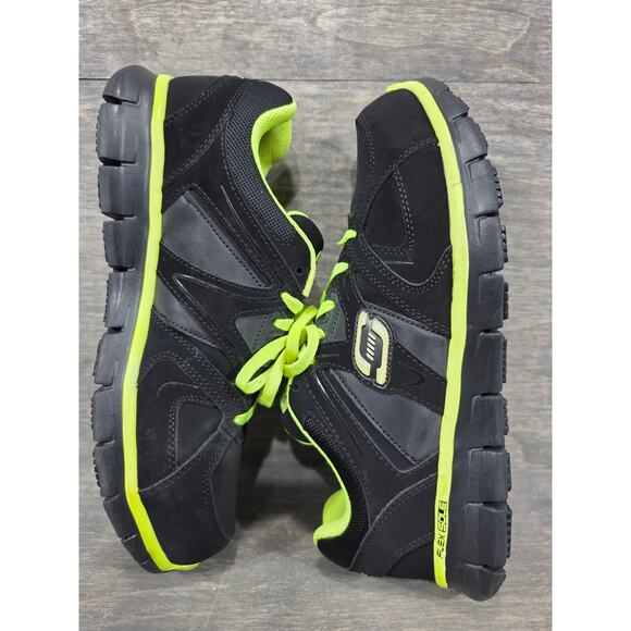 Skechers Flex Sole Work Alloy Toe Black Neon Safety Sneakers Size 10 Men Wide - Picture 5 of 10